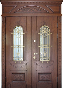 Фотография «Двухстворчатая стальная парадная дверь коричневая №73»