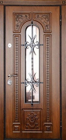 Фотография «Дверь металлическая с витражом для загородного дома №7»