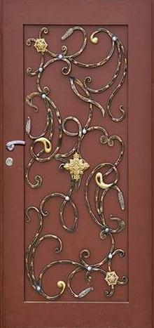 Фотография «Стальная дверь для дачи с ковкой коричневая №3»