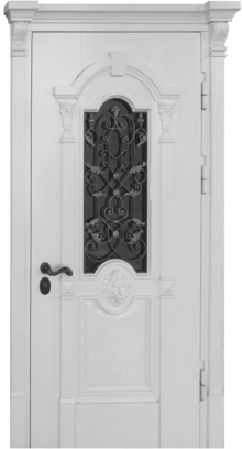 Фотография «Железная крепкая дверь с отделкой массивом дуба белая №72»