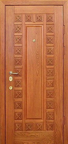Фотография «Одностворчатая стальная дверь с отделкой массивом дуба №10»