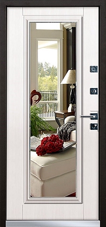 Фотография «Железная входная дверь в квартиру с зеркалом белая №5»