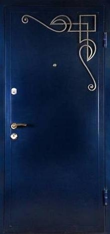 Фотография «Уличная металлическая дверь с ковкой синяя №22»
