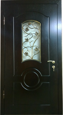 Фотография «Дверь со стеклом стальная с отделкой массивом дуба №32»