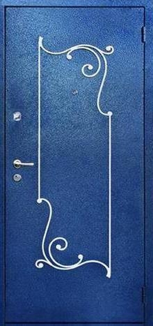 Фотография «Дверь внешняя железная кованная с порошковым покрытием синяя №9»