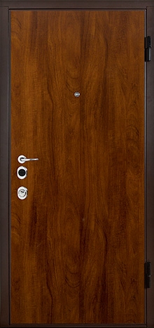 Фотография «Стальная входная дверь в квартиру с зеркалом коричневая №4»
