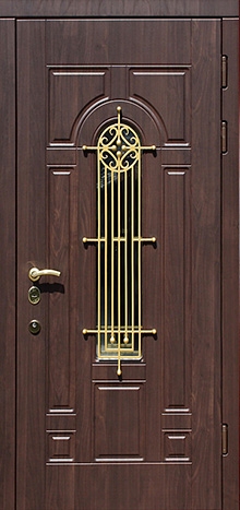 Фотография «Наружная стальная дверь с ковкой коричневая №6»