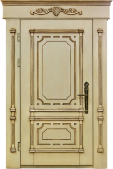 Фотография «Одностворчатая стальная дверь с отделкой массивом дуба белая №27»